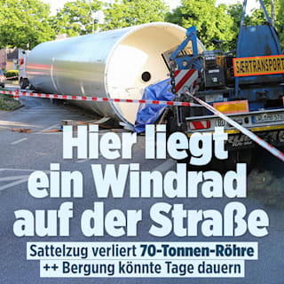 Elmshorn: Schwertransporter verliert 70 Tonnen schweren Windrad-Turm